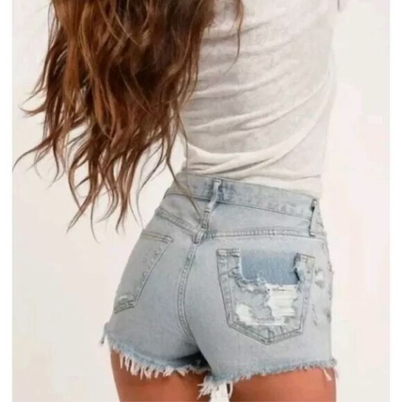 Agolde Denim Shorts Parker Vintage Cut Off Distressed Button Fly Women's Sz 27 - Picture 1 of 10